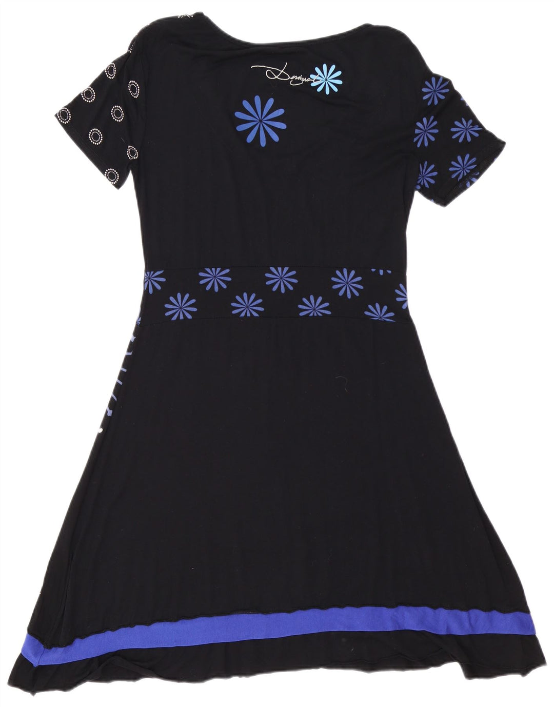 DESIGUAL Vestido acampanado para mujer ES 40 XL Viscosa floral negra