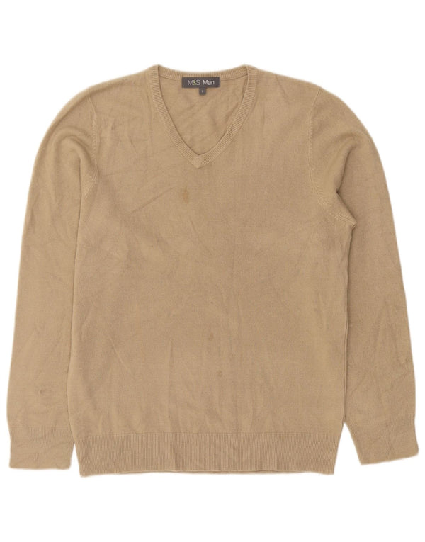 Marks & Spencer Suéter con Cuello en V para Hombre Pequeño Acrílico Beige
