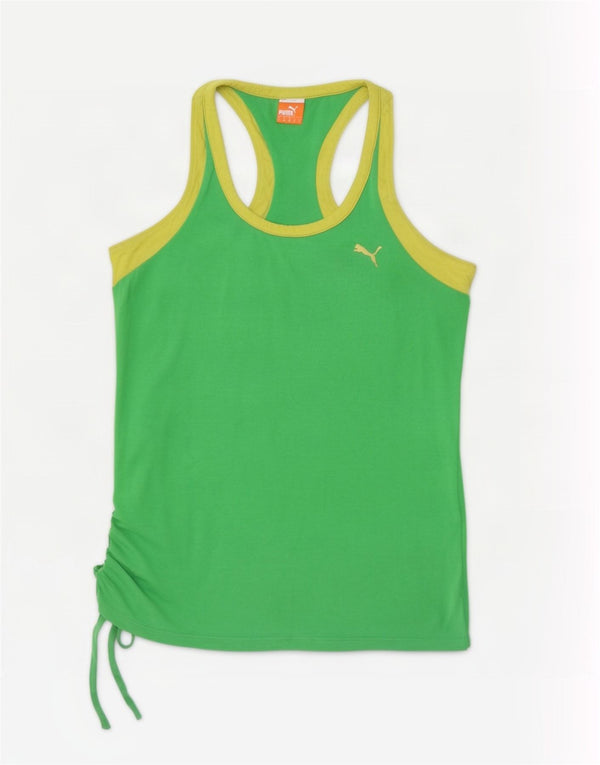 Puma Mujer Crop Vest Top UK 10 Small Verde Colorblock