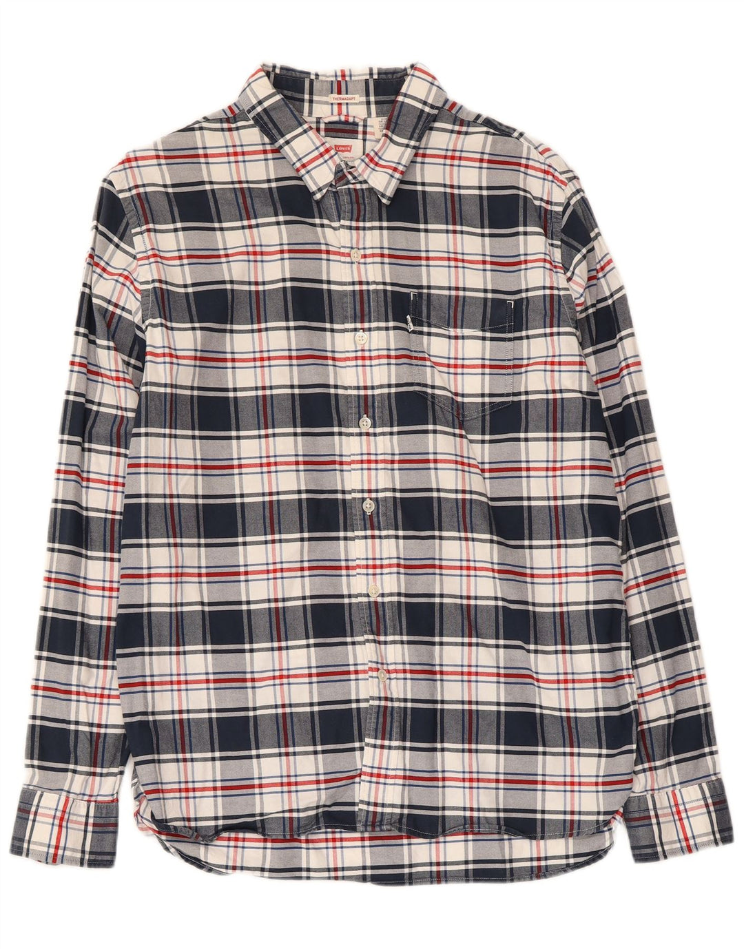 LEVI'S Mens Shirt Large Navy Blue Check Cotton