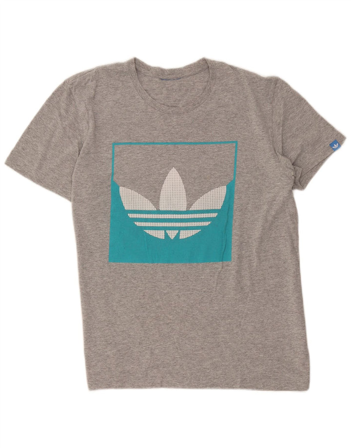 Adidas Hombre Camiseta Gráfica Top Gris Medio