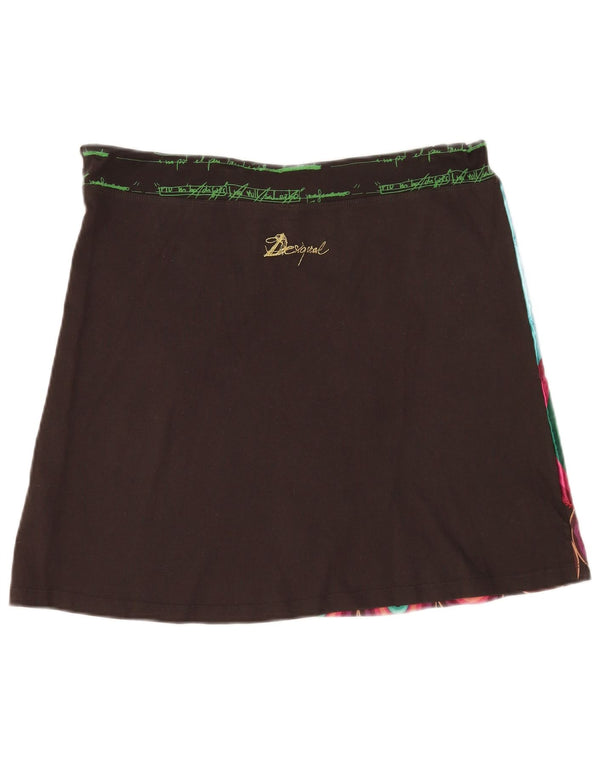 Desigual Mujer Falda Acampanada Gráfica XL W36 Algodón Geométrico Negro