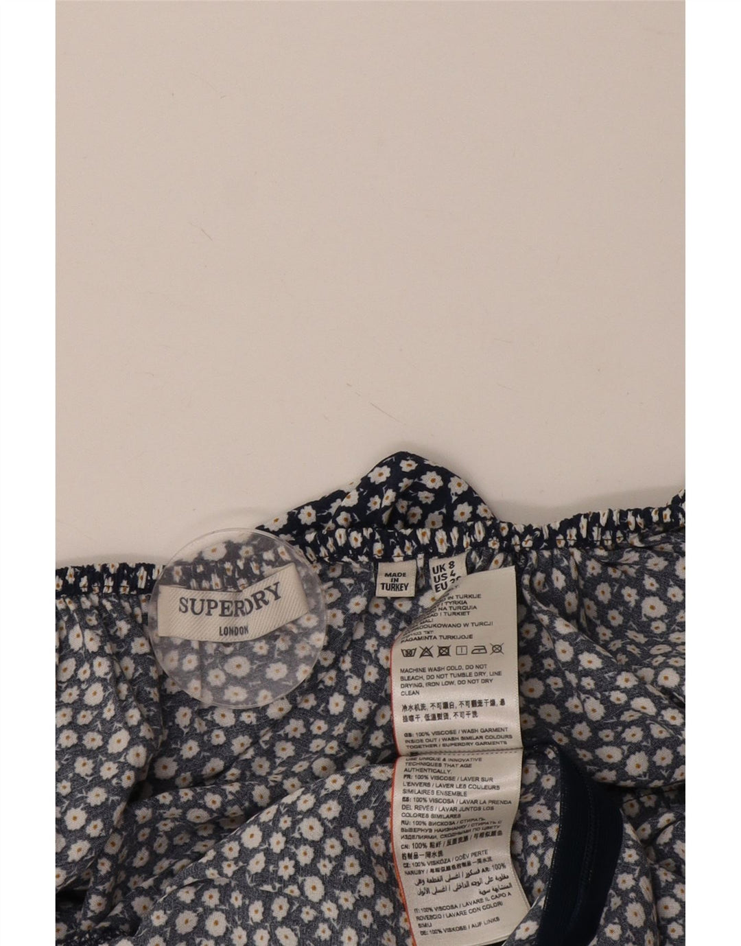 SUPERDRY Mono corto para mujer UK 8 Small Azul marino Floral Viscosa