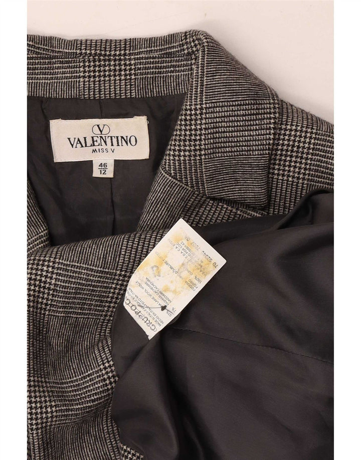 Chaqueta tipo blazer de 3 botones para mujer Valentino UK 42 Pata de gallo gris medio