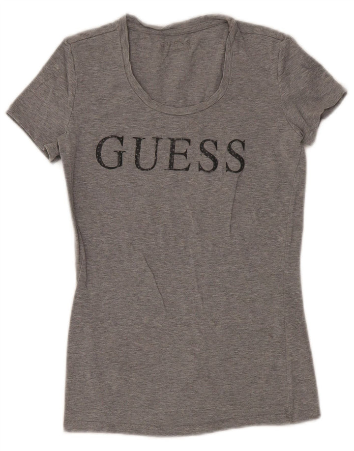 Guess Camiseta gráfica para mujer Top UK 8 Small Grey