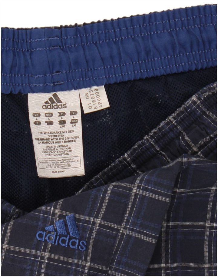 Adidas Hombre Bañador Corto Grande Azul Cuadros Poliéster