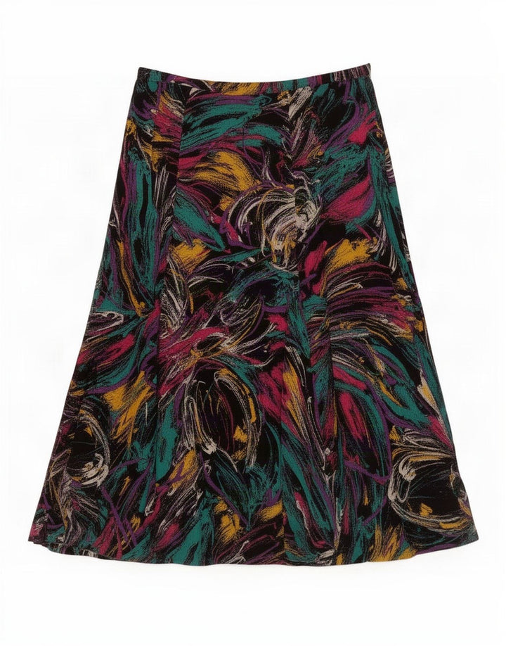 Vintage mujer patrón abstracto falda plisada IT 46 grande W28 multicolor