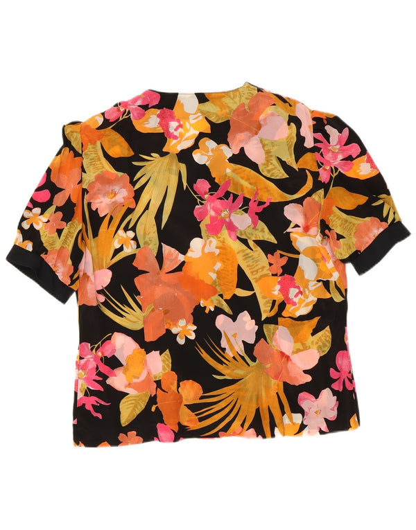 Carolina Pedrjoni Blusa de manga corta para mujer IT 46 Large Negro Floral
