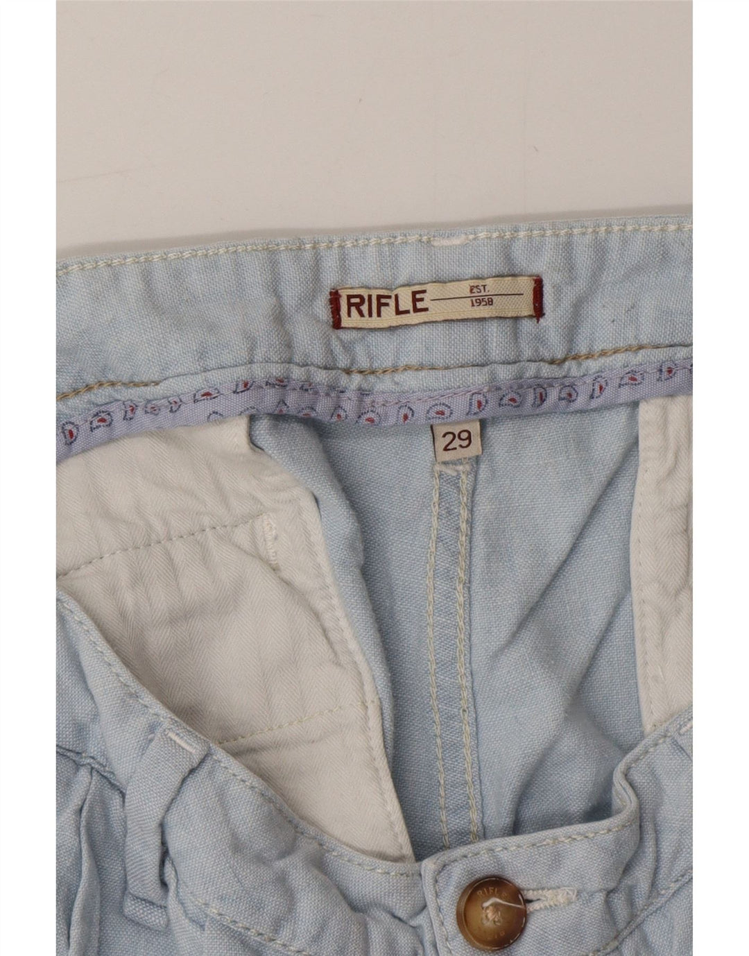 RIFLE Pantalones cortos chinos pegados para mujer W29 Azul medio