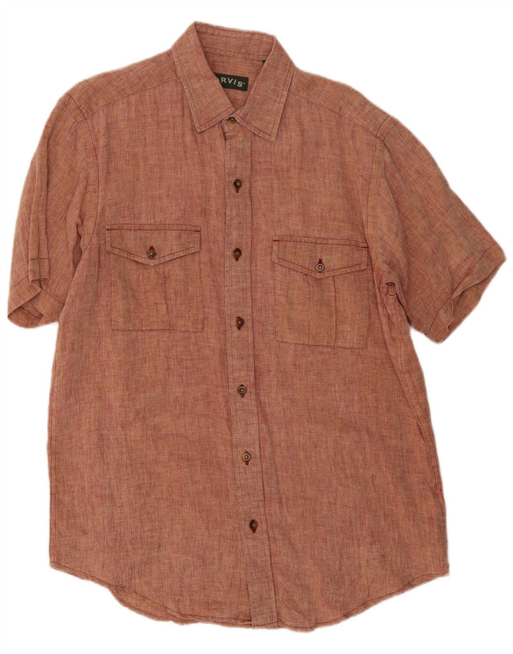 Camisa Orvis Hombre Manga Corta Lino Rojo Medio