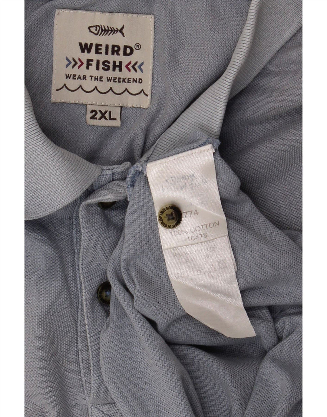 Weird Fish Polo para hombre 2XL Algodón azul