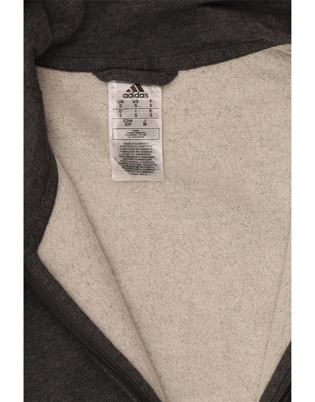 Adidas - Sudadera con capucha y cremallera para hombre, talla pequeña, algodón gris