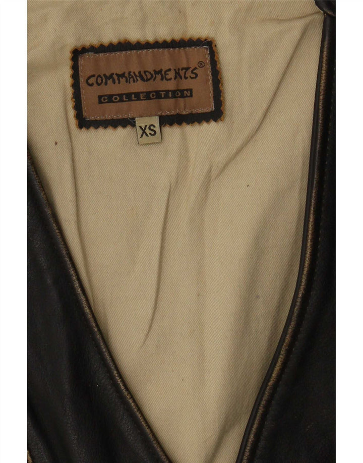 Chaleco de cuero vintage para hombre XS negro