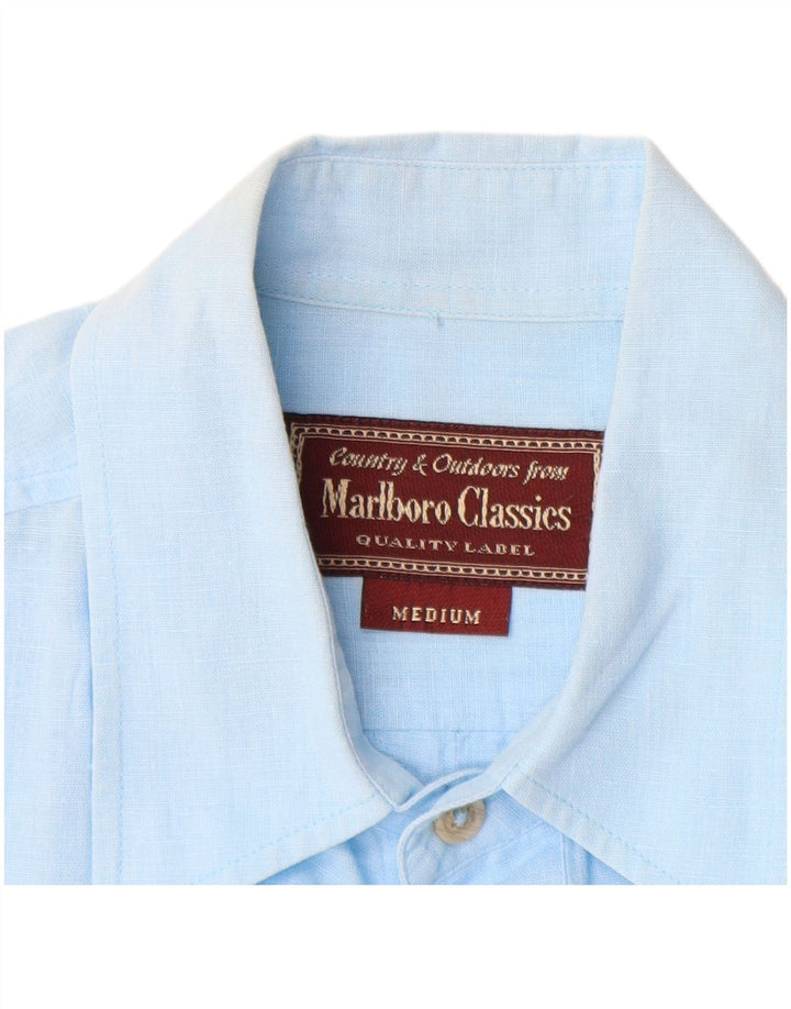 Camisa Marlboro Classics Hombre Manga Corta Azul Medio