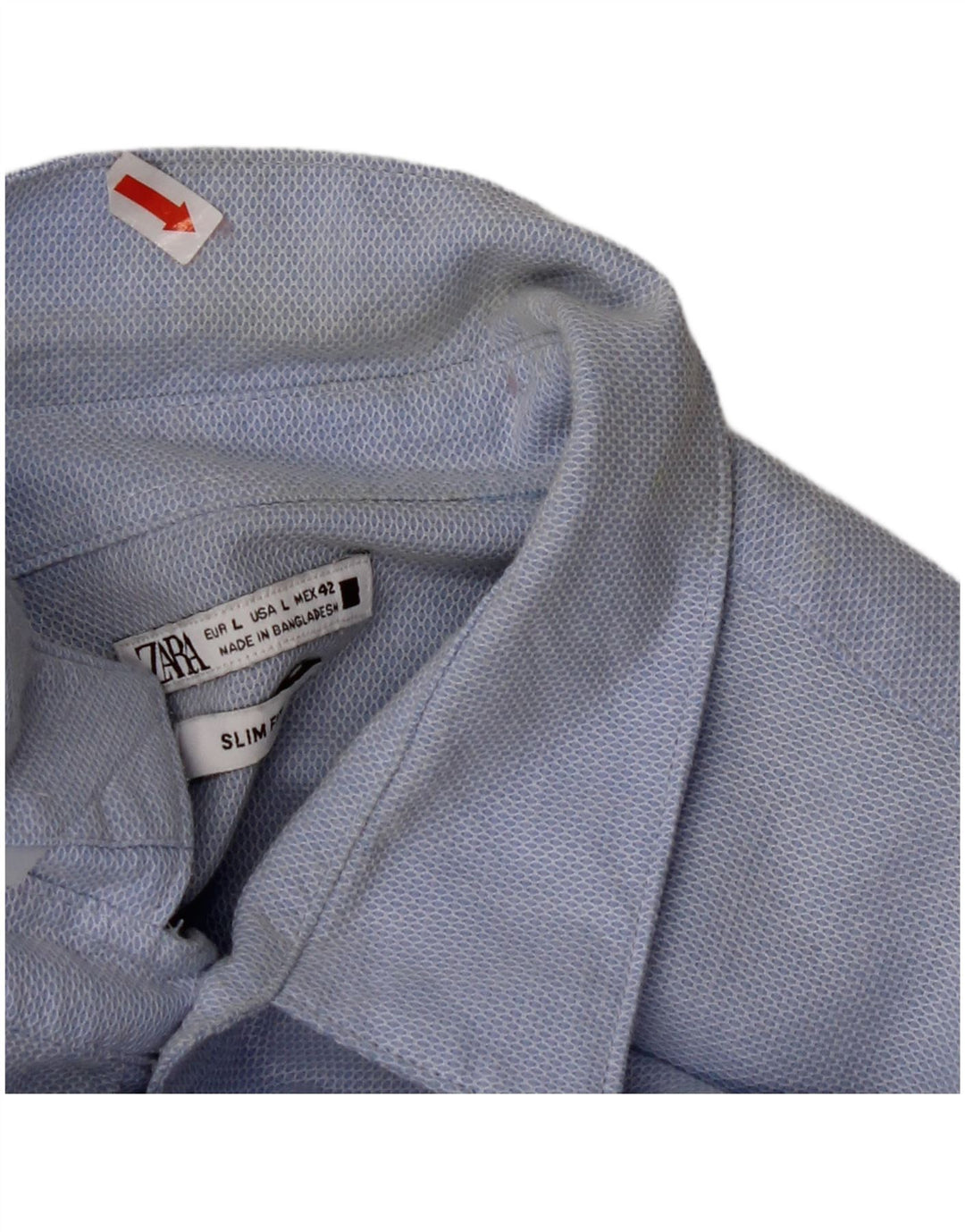 ZARA Hombre Camisa Slim Fit Grande Algodón Azul