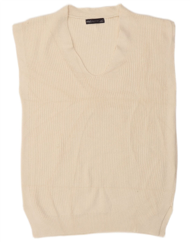 Marks & Spencer - Camiseta sin mangas para hombre, talla pequeña, algodón blanco roto