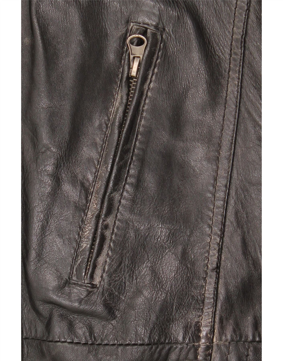 Chaqueta de cuero vintage para hombre Reino Unido 42 XL cuero negro