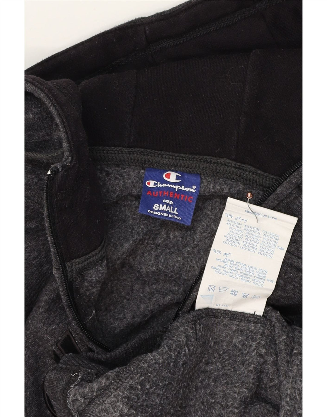 CHAMPION Suéter con capucha y cremallera gráfica para hombre Pequeño algodón moteado gris