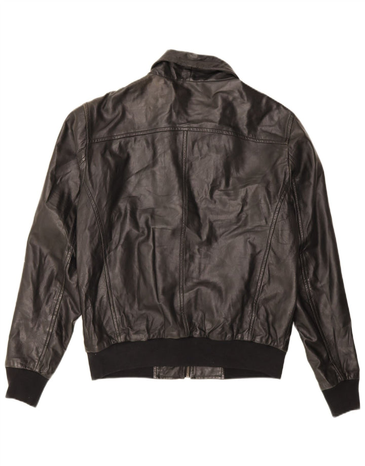 Vintage chaqueta de cuero para hombre Reino Unido 38 cuero negro medio