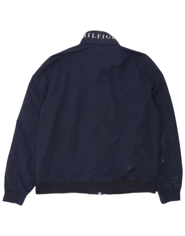Tommy Hilfiger Chaqueta bomber con capucha para hombre UK 40 Large Nylon azul marino
