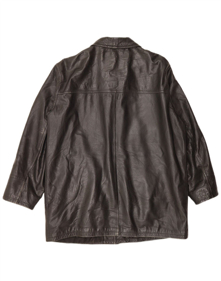 Vintage chaqueta de cuero para hombre Reino Unido 44 2XL negro
