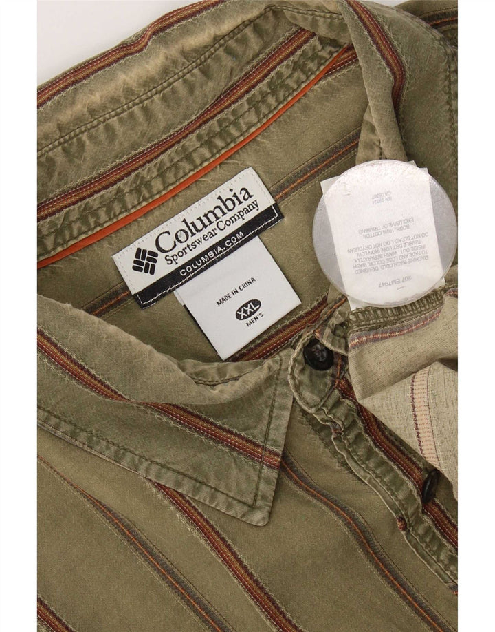 Camisa Columbia Mujer 2XL Algodón A Rayas Caqui