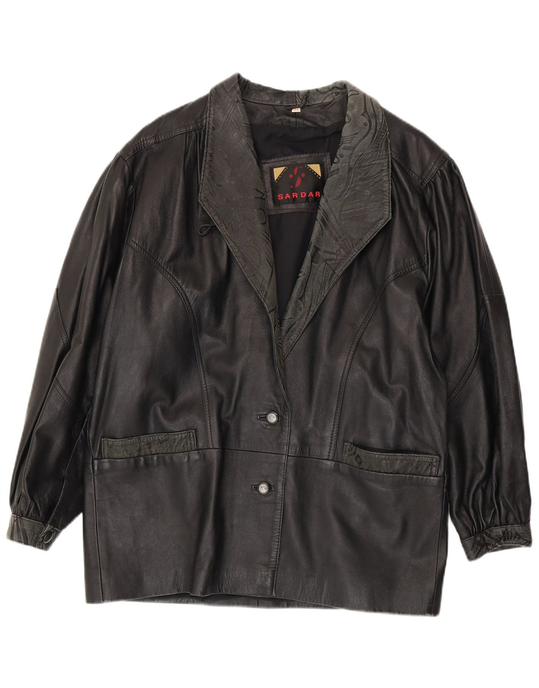 SARDAR Chaqueta de cuero para mujer UK 40 XL Cuero negro