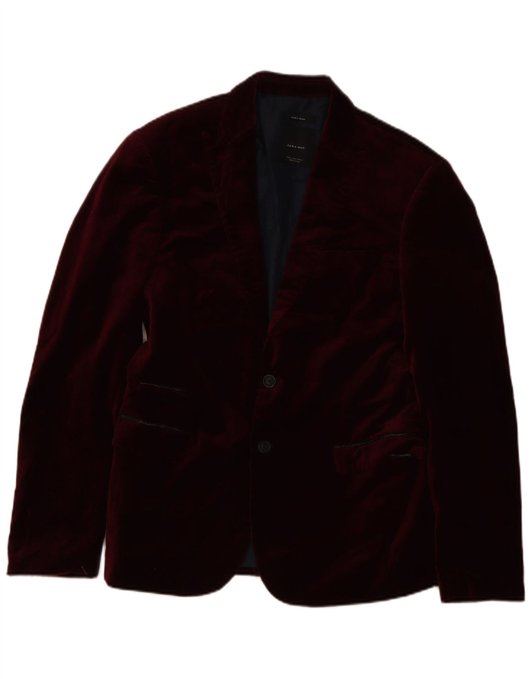 Zara Chaqueta tipo blazer de terciopelo con 2 botones para hombre EU 52 Large Borgoña