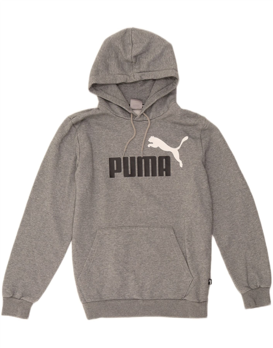 Puma Sudadera con capucha gráfica para hombre Jersey pequeño de algodón gris