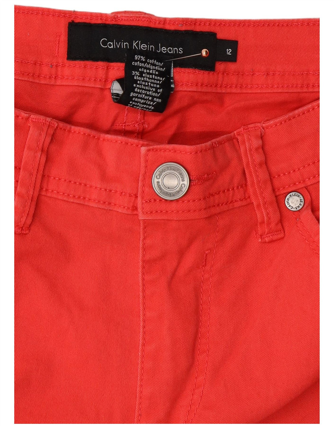 CALVIN KLEIN Vaqueros ajustados para mujer US 12 Grande W32 L27 Rojo