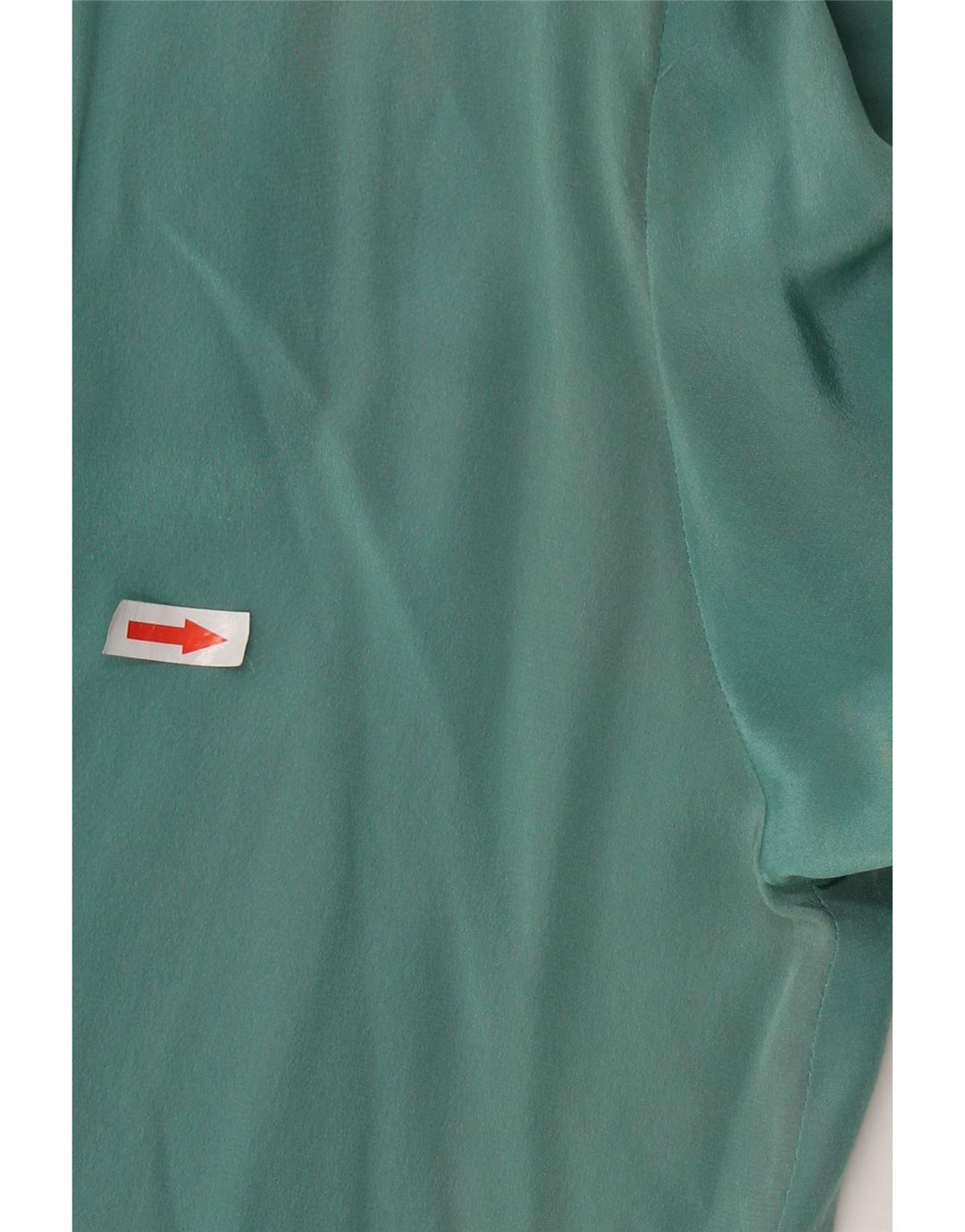 VINTAGE Blusa de manga larga con lazo frontal para mujer Top UK 16 Seda verde grande