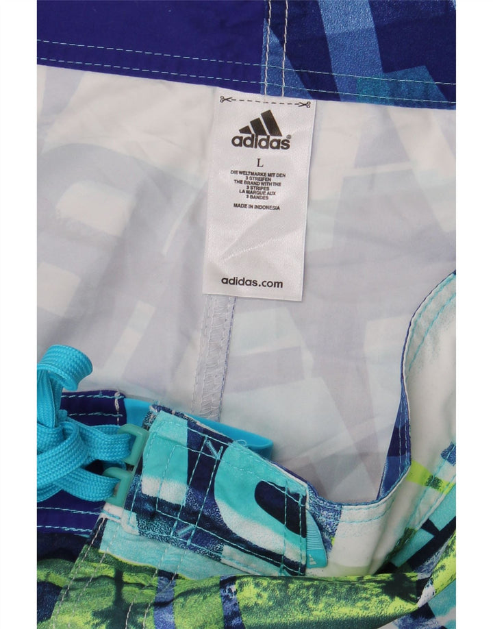 Adidas Mens Abstract Pattern Graphic Bañador Shorts Grande Azul Poliéster