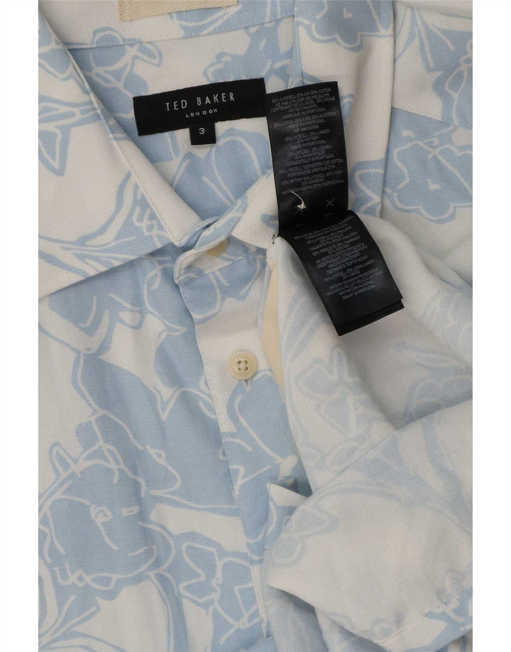 Ted Baker Camisa de manga corta para hombre Talla 3 Lyocell floral azul mediano