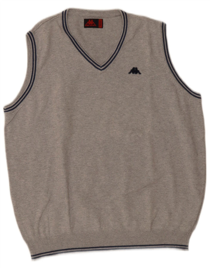 Kappa Hombre Chaleco Camiseta Sin Mangas Algodón Moteado Gris Medio
