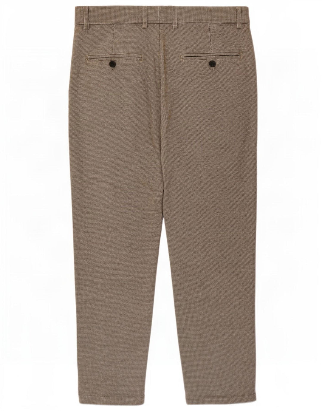 Zara Hombre Crop Chino Pantalón Mediano W31 L24 Marrón Pata De Gallo