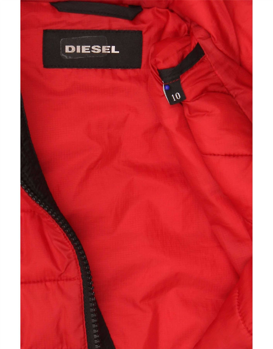Diesel Chaqueta acolchada con capucha para niños 9-10 años Poliéster color block rojo