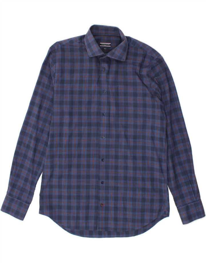 TOMMY HILFIGER Mens Shirt Size 41 16 Large Blue Check Cotton Vintage Tommy Hilfiger and Second-Hand Tommy Hilfiger from Messina Hembry 