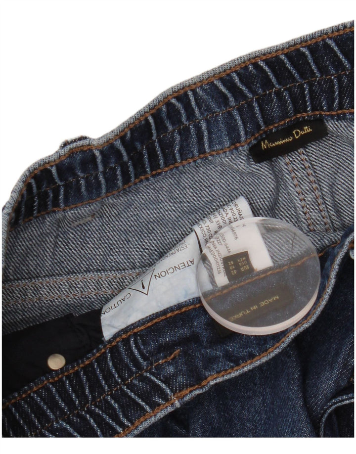 Massimo Dutti Vaqueros Cortos De Pierna Ancha De Talle Alto Para Mujer EU 42 Large W34 L26 Azul