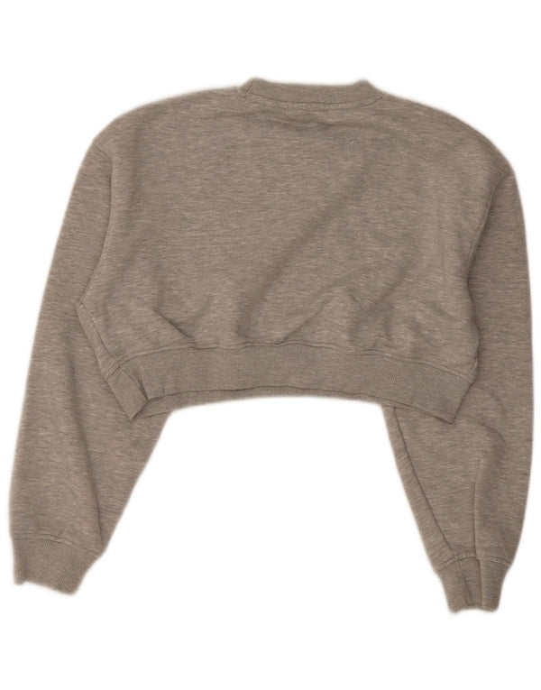 Zara Mujer Crop Sudadera Jumper UK 44 Poliéster Gris Medio