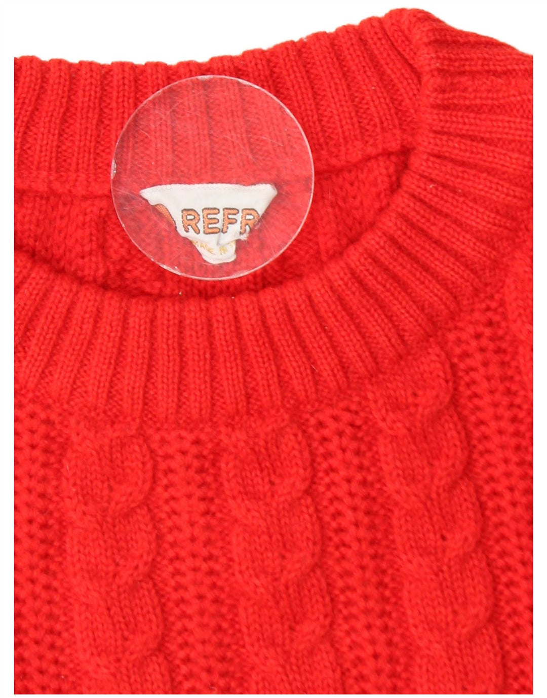 Vintage hombres cuello redondo jersey suéter pequeño rojo