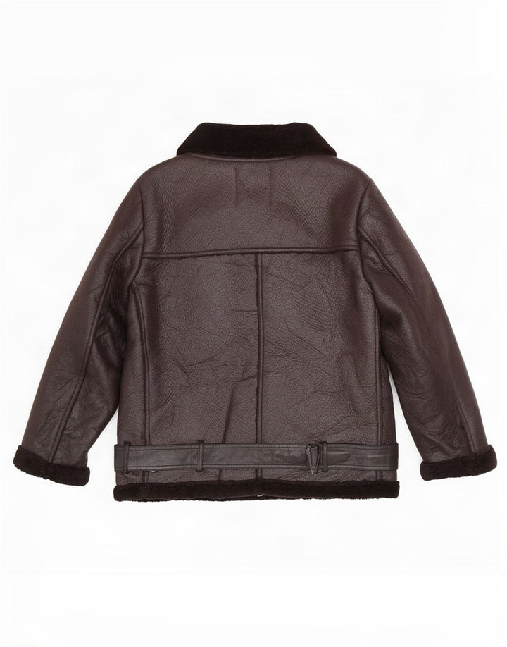 Zara Mujer Sherpa Chaqueta Motera De Piel Sintética UK 44 Mediano Poliéster Negro