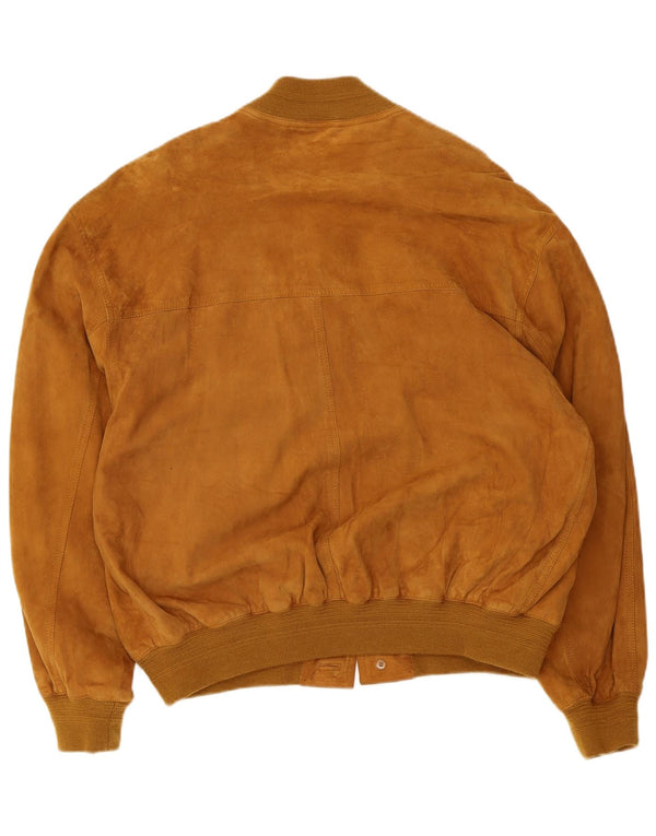 Vintage hombres ante bomber chaqueta Reino Unido 40 cuero marrón grande