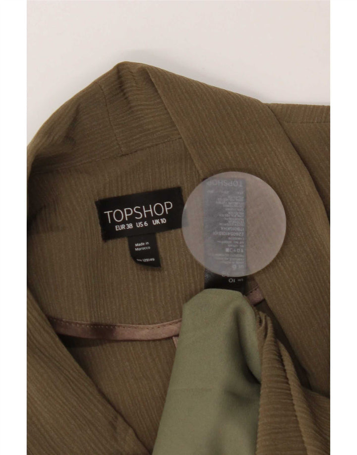 Topshop Chaqueta tipo blazer extragrande con 1 botón para mujer, talla pequeña, color caqui, a rayas