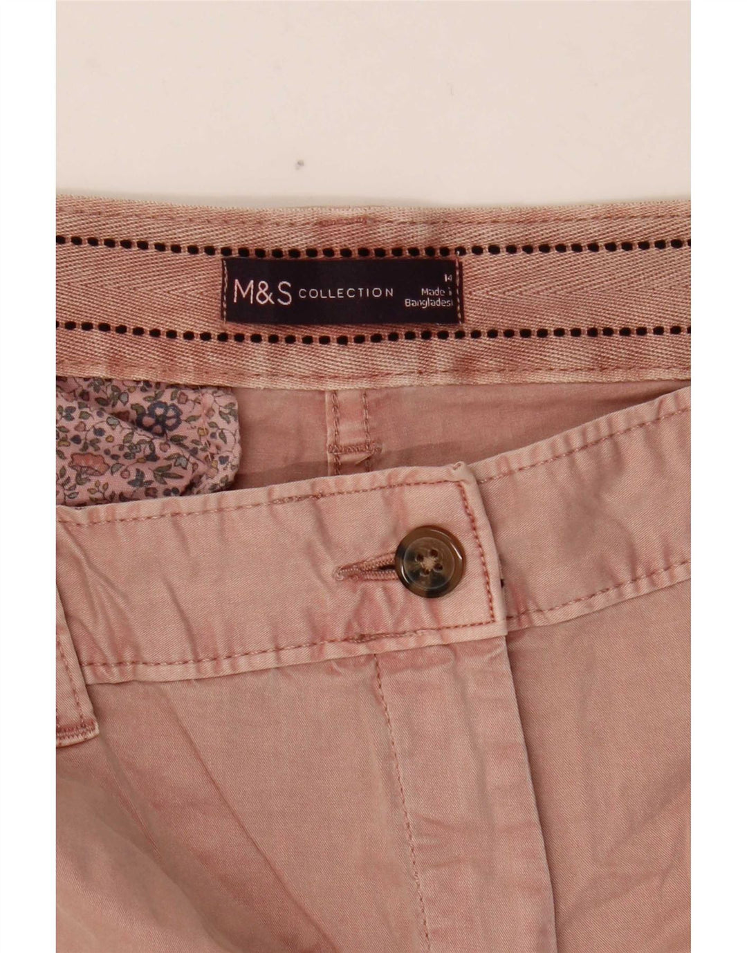 Marks & Spencer Pantalones cortos chinos para mujer UK 14 Large W34 Rosa