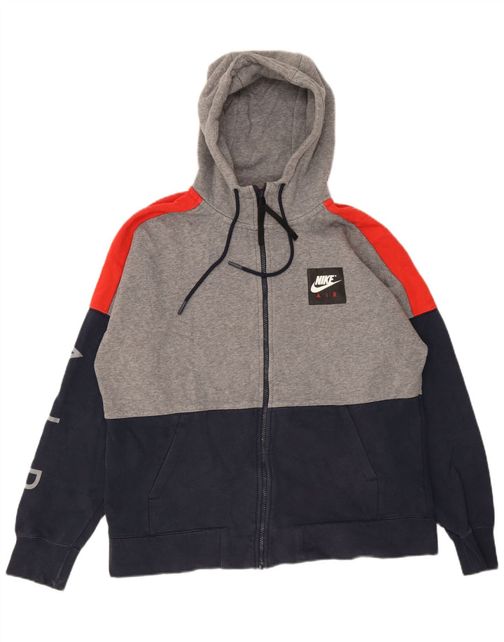 NIKE Sudadera con capucha y cremallera gráfica para hombre, talla grande, multicolor, color block