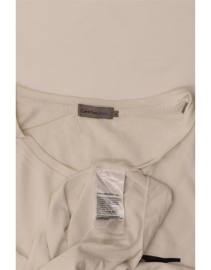 CALVIN KLEIN JEANS Camiseta gráfica para hombre Top grande de algodón blanco