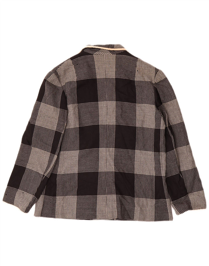 Vintage mujer doble pecho Blazer chaqueta Reino Unido 14 mediano negro Houndstooth