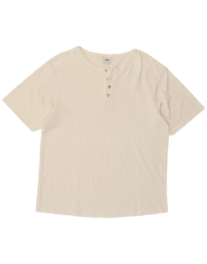 Zara Hombre Camiseta Top Medium Blanco