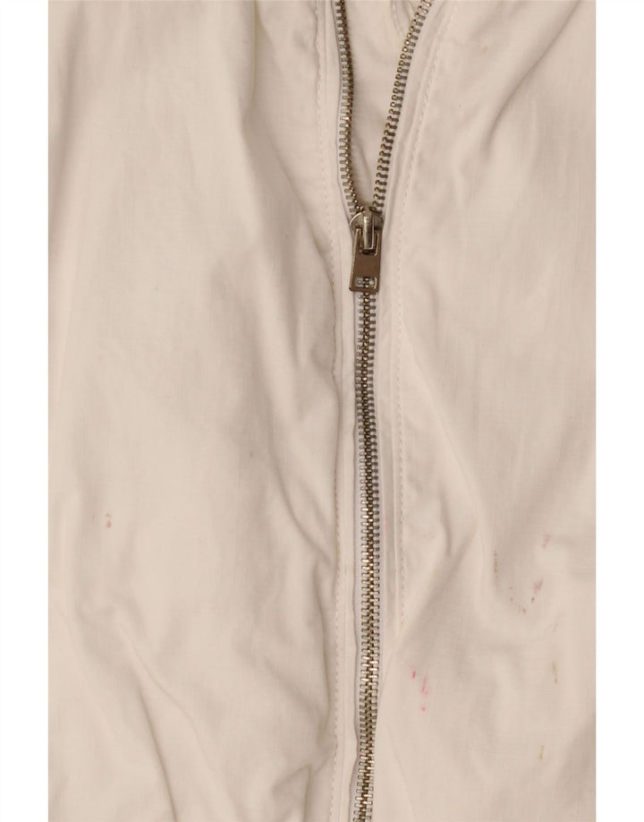 Zara Mujer Crop Bomber Jacket UK 46 Grande Algodón Blanco