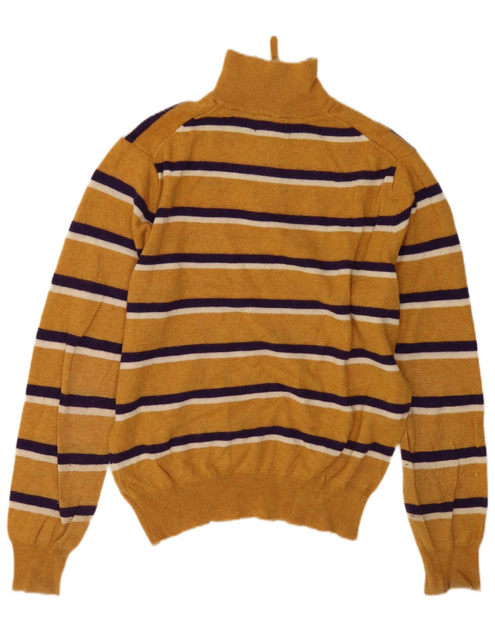 Kappa Hombre Jersey Con Cuello Y Cremallera De Lana De Cordero A Rayas Amarillas Grande